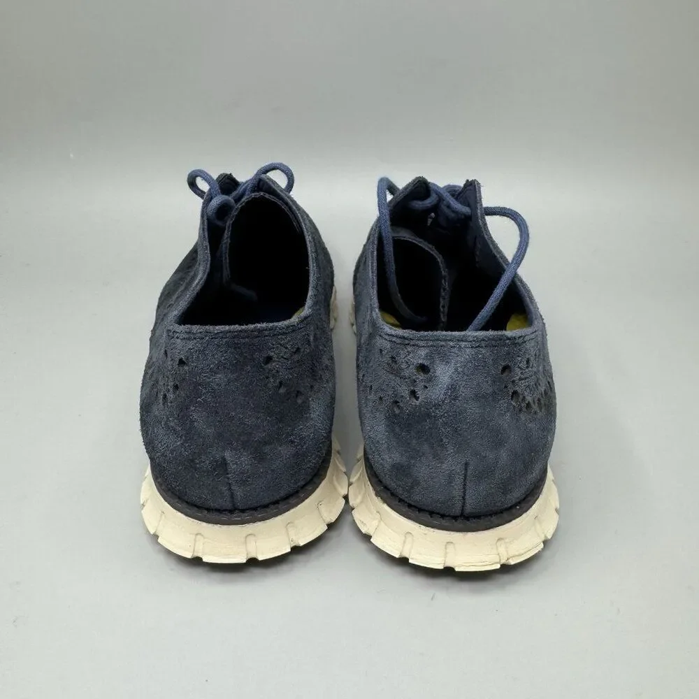 Cole Haan Zerogrand Wingtip Oxford 9.5 Men Suede Lace Up Minimal Stylish Blue